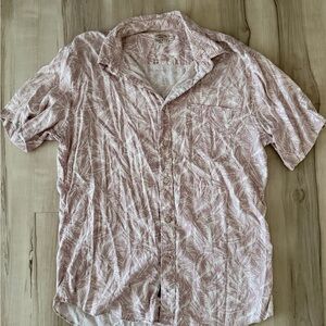 Faherty Light Pink Leaf Pattern Shirt